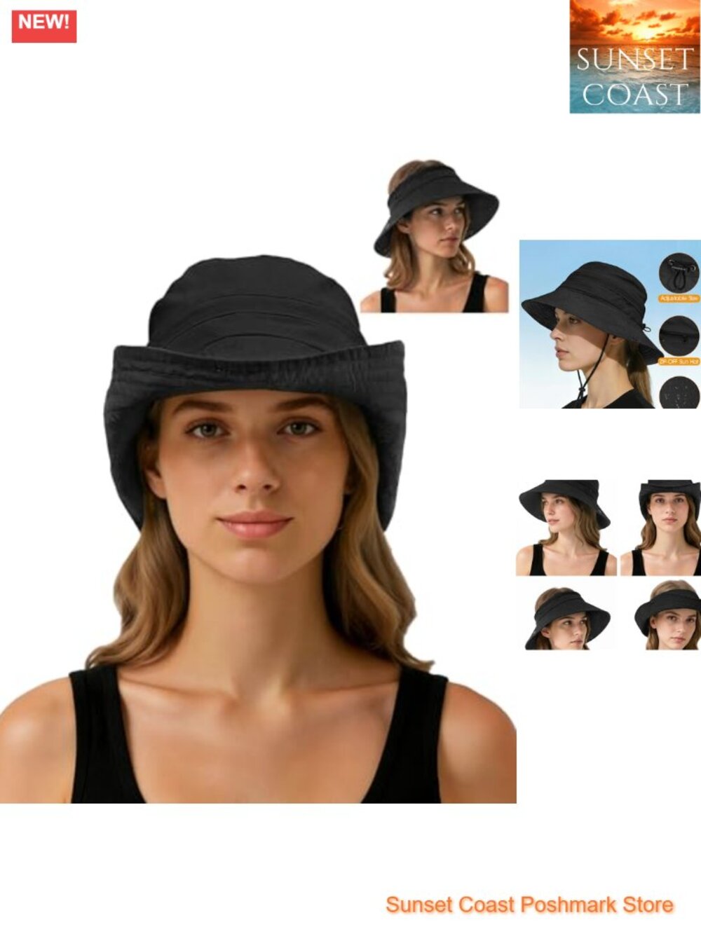 Women's Waterproof Bucket Sun Hat with Chin Strap Foldable